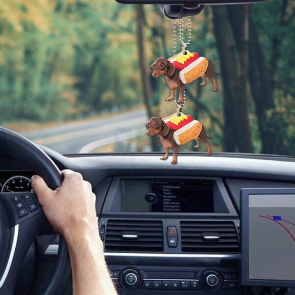 Gearhumans 3D Dachshund Hotdoggo Custom Car Hanging GO26052110 Car Hanging 