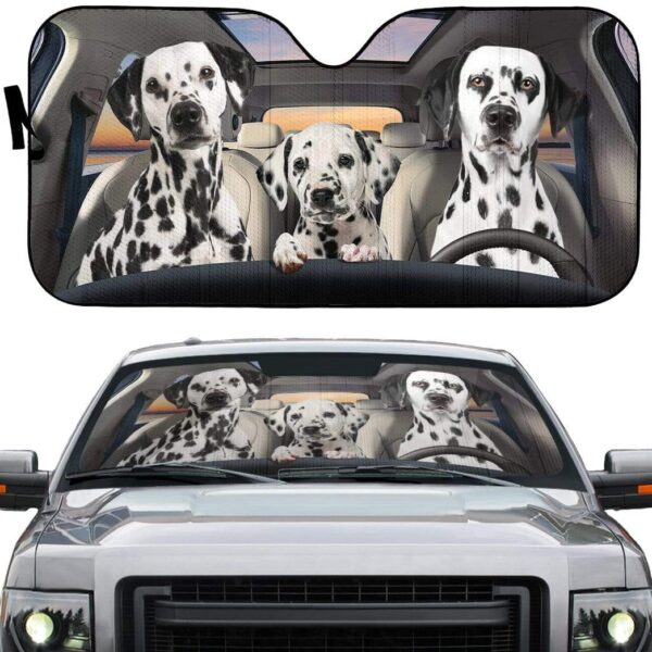 gearhumans 3D Dalmatian Family Custom Car Auto Sunshade GL11054 Auto Sunshade
