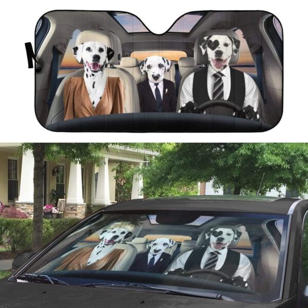 gearhumans 3D Dalmatian Family Custom Car Auto Sunshade GL13056 Auto Sunshade