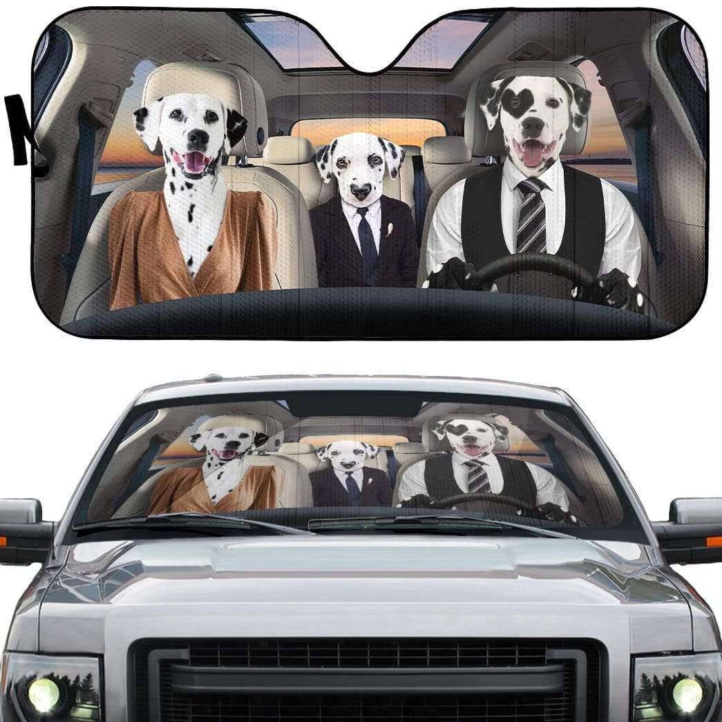 gearhumans 3D Dalmatian Family Custom Car Auto Sunshade GL13056 Auto Sunshade