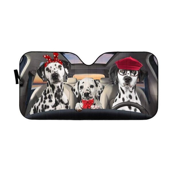 gearhumans 3D Dalmatian Family Custom Car Auto Sunshade GL18054 Auto Sunshade 57''x27.5''