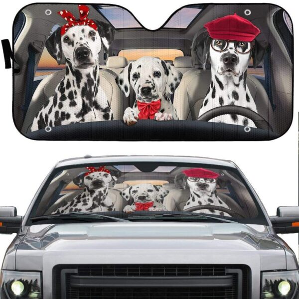 gearhumans 3D Dalmatian Family Custom Car Auto Sunshade GL18054 Auto Sunshade