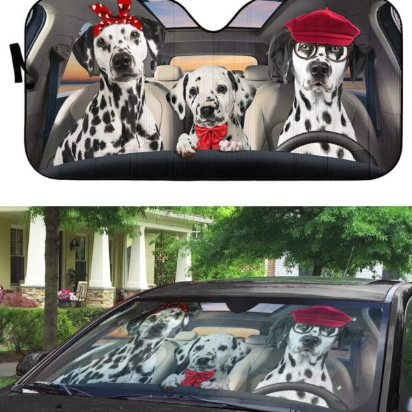 gearhumans 3D Dalmatian Family Custom Car Auto Sunshade GL18054 Auto Sunshade 
