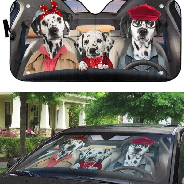 gearhumans 3D Dalmatian Family Custom Car Auto Sunshade GL18058 Auto Sunshade