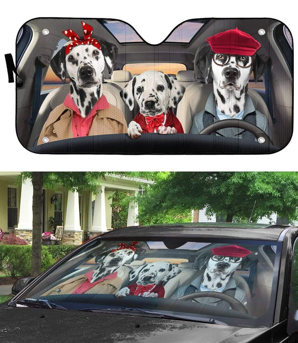 gearhumans 3D Dalmatian Family Custom Car Auto Sunshade GL18058 Auto Sunshade