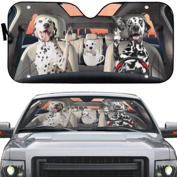 gearhumans 3D Dalmatian Family Custom Car Auto Sunshade GL23073 Auto Sunshade 