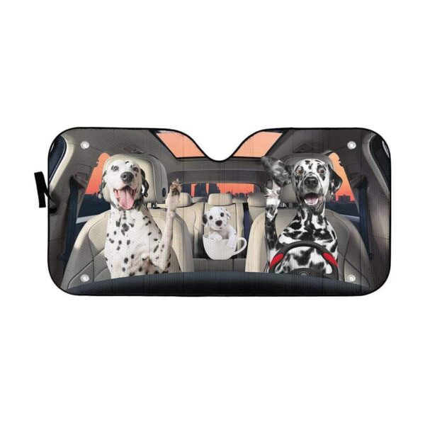 gearhumans 3D Dalmatian Family Custom Car Auto Sunshade GL23073 Auto Sunshade 57''x27.5'' 