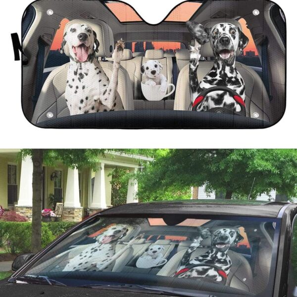 gearhumans 3D Dalmatian Family Custom Car Auto Sunshade GL23073 Auto Sunshade 