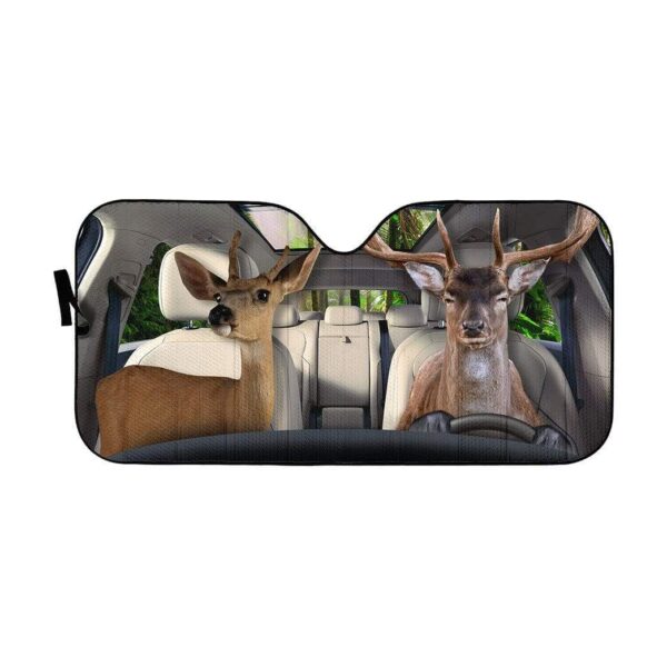 gearhumans 3D Deer Custom Car Auto Sunshade GS29077 Auto Sunshade 57''x27.5'' 