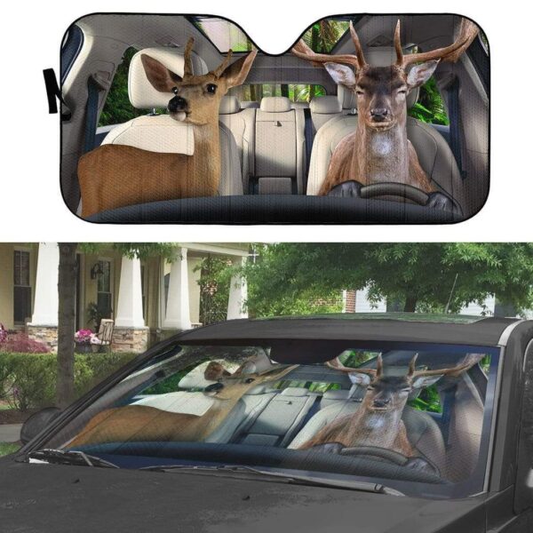 gearhumans 3D Deer Custom Car Auto Sunshade GS29077 Auto Sunshade 