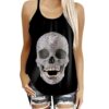 Gearhumans 3D Diamond Skull Bling Shiny Sparkle Skull Diamond Custom Cross Tank Top GO23062114 Cross Tank Top Cross Tank Top S