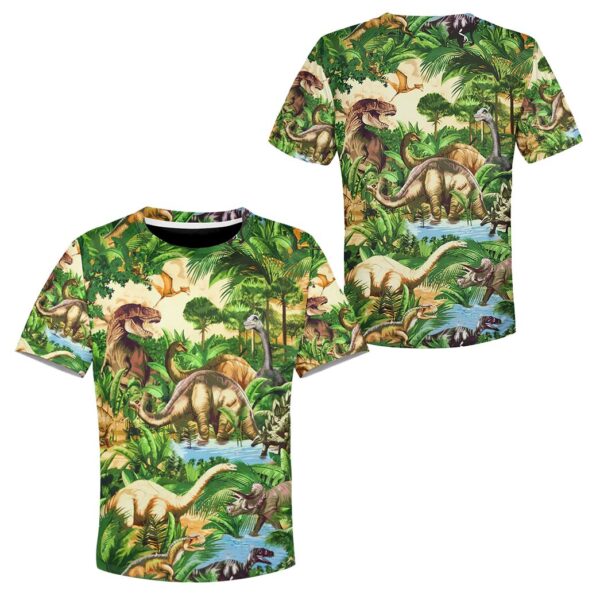 Gearhumans 3D Dinosaur Kids Tshirt Hoodie Apparel ZZ2505217 Kid 3D Apparel 