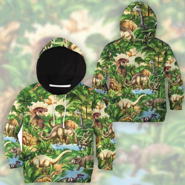 Gearhumans 3D Dinosaur Kids Tshirt Hoodie Apparel ZZ2505217 Kid 3D Apparel 