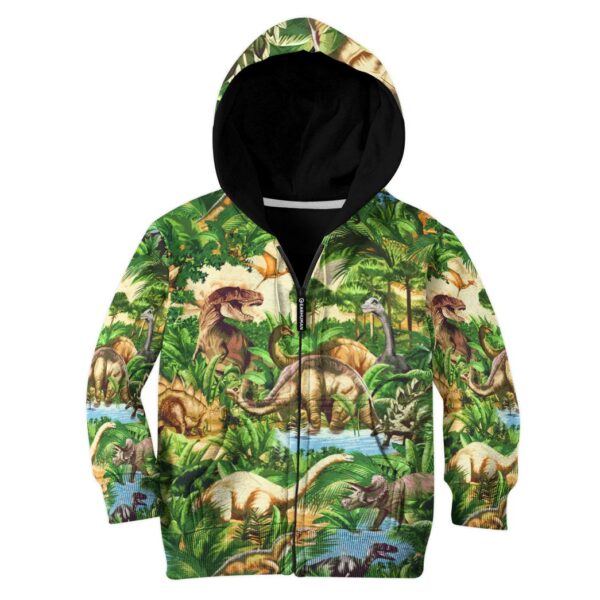 Gearhumans 3D Dinosaur Kids Tshirt Hoodie Apparel ZZ2505217 Kid 3D Apparel Kid Zip Hoodie 2XS 