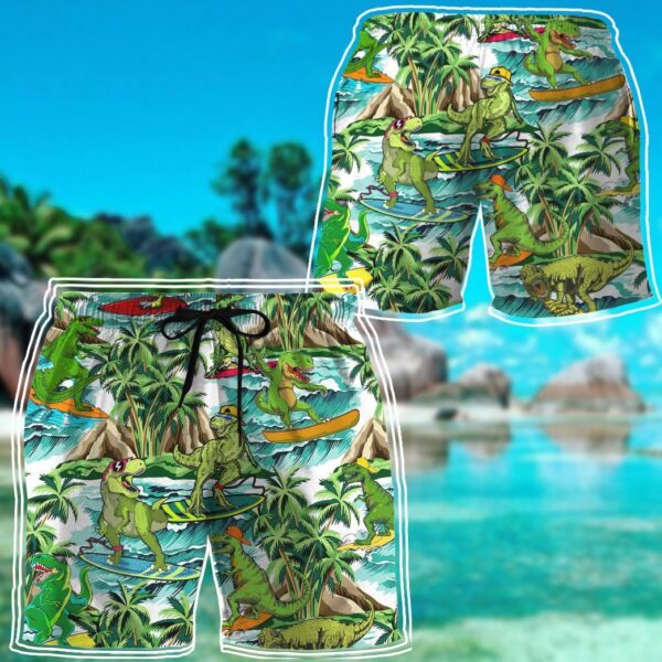 Gearhumans 3D Dinosaur Surfing Hawaii Shirt ZZ2806211 Short Sleeve Shirt