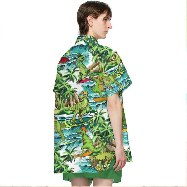 Gearhumans 3D Dinosaur Surfing Hawaii Shirt ZZ2806211 Short Sleeve Shirt