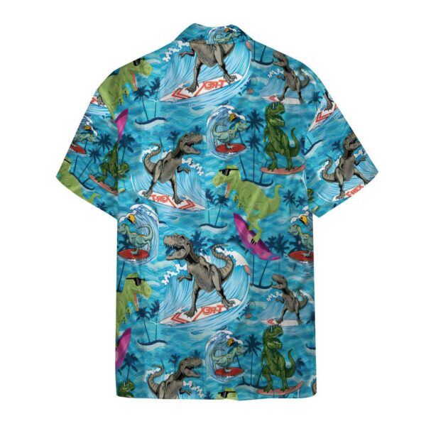 Gearhumans 3D Dinosaurs Surfing Hawaiian Custom Short Sleeve Shirts GW1406212 Hawai Shirt