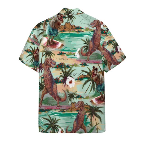 Gearhumans 3D Dinosaurs Surfing Hawaiian Custom Short Sleeve Shirts GW1406213 Hawai Shirt