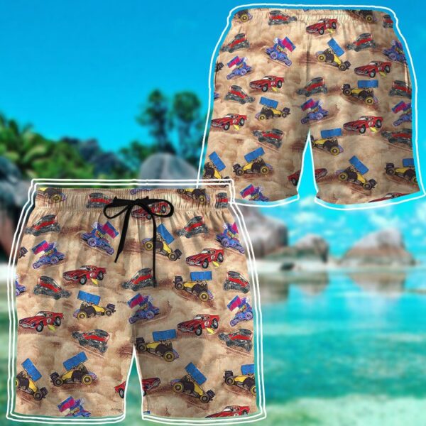 Gearhumans 3D Dirt Track Racing Hawaii Custom Beach Shorts Swim Trunks GS14052125 Men Shorts