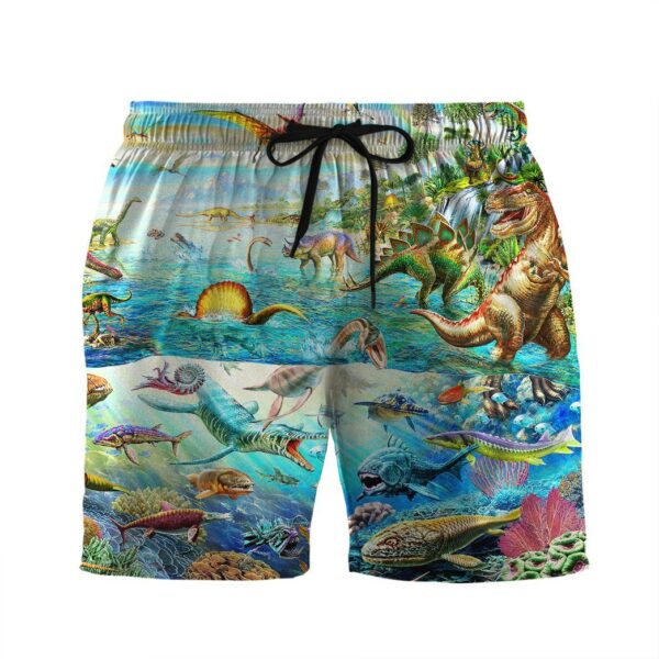 Gearhumans 3D Discover the Dinosaurs World Custom Beach Shorts Swim Trunk GS15062113 Men Shorts Men Shorts S