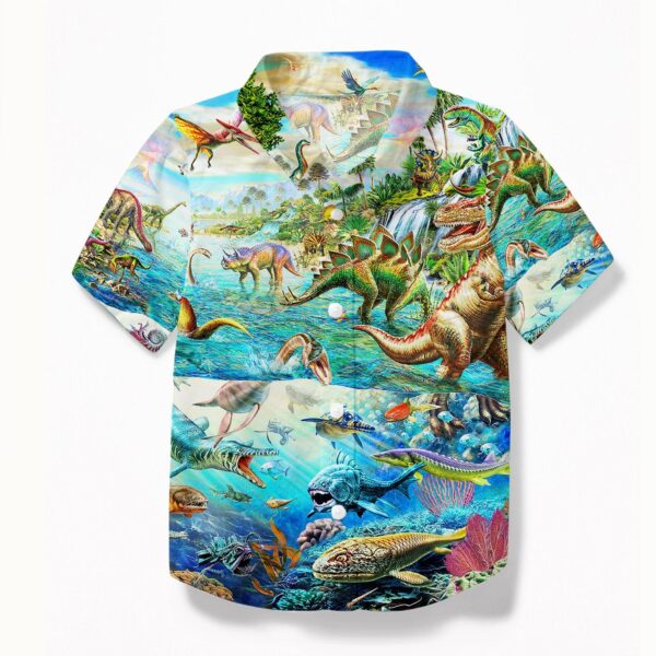 Gearhumans 3D Discover the Dinosaurs World Custom Kid Hawai Shirt GS24062138 Hawai Shirt Kid Hawai Shirt Kid XS 
