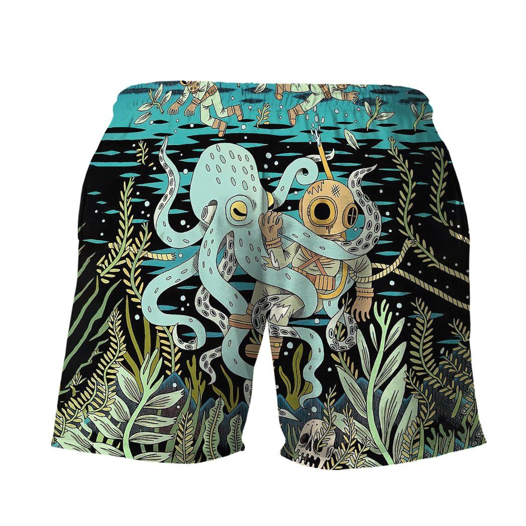 Gearhumans 3D Diver Fighting With Octopus Custom Hawaii Shirt GO21062115 Hawai Shirt