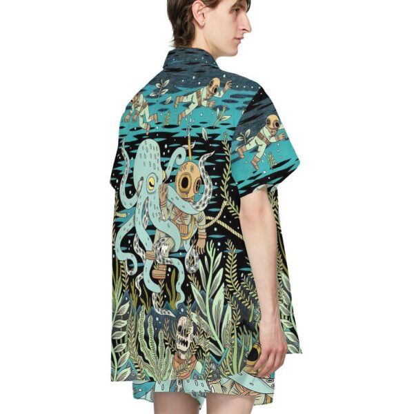 Gearhumans 3D Diver Fighting With Octopus Custom Hawaii Shirt GO21062115 Hawai Shirt