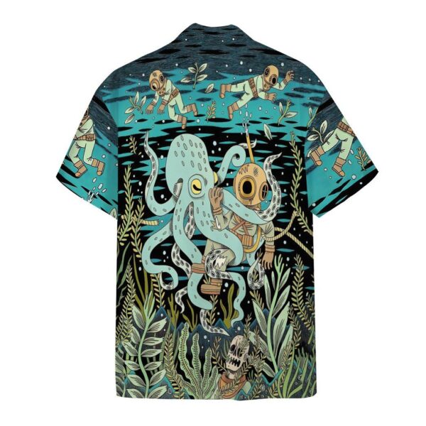 Gearhumans 3D Diver Fighting With Octopus Custom Hawaii Shirt GO21062115 Hawai Shirt