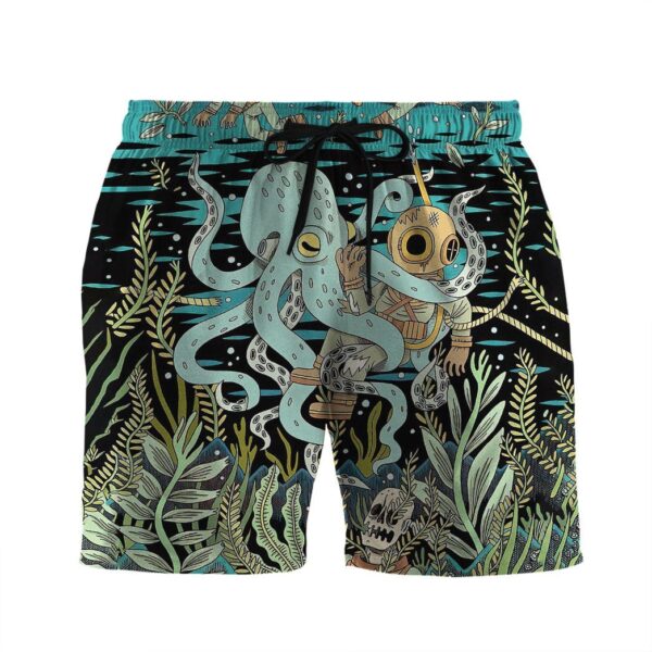 Gearhumans 3D Diver Fighting With Octopus Custom Hawaii Shirt GO21062115 Hawai Shirt Men Shorts S