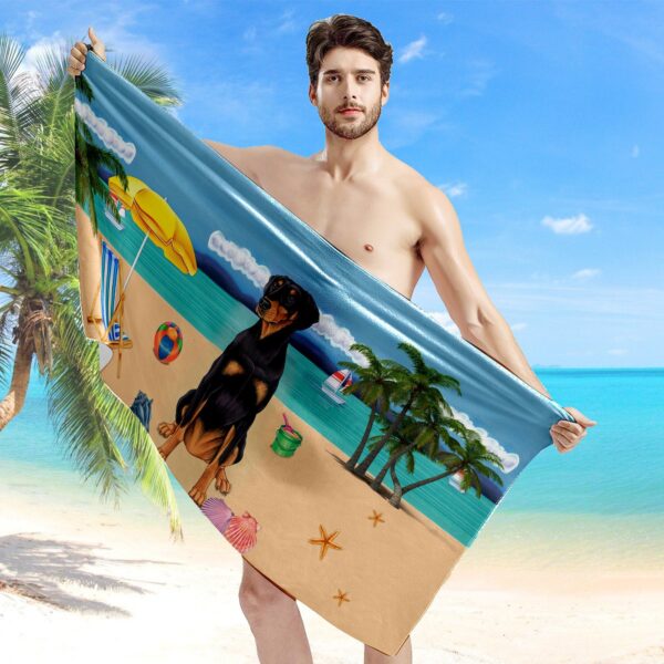 Gearhumans 3D Doberman Dog Custom Beach Towel GW1205214 Towel 