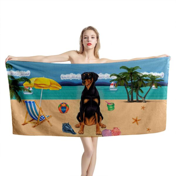 Gearhumans 3D Doberman Dog Custom Beach Towel GW1205214 Towel