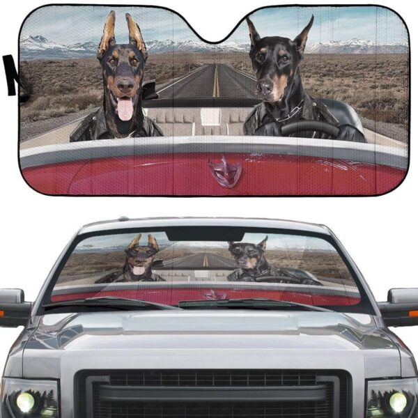 gearhumans 3D Doberman Dogs Custom Car Auto Sunshade GW19065 Auto Sunshade