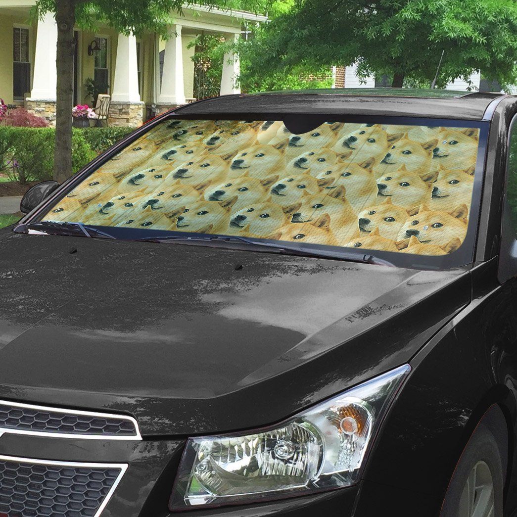 Gearhumans 3D Doge Meme Custom Car Auto Sunshade GO23042125 Auto Sunshade
