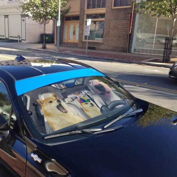 gearhumans 3D Doge Meme Custom Car Auto Sunshade GW18067 Auto Sunshade 
