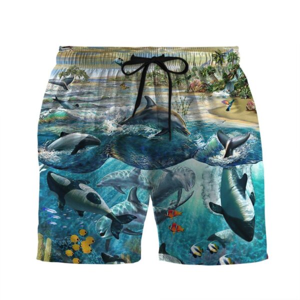 Gearhumans 3D Dolphin Paradise Custom Beach Shorts Swim Trunk GS1106219 Men Shorts Men Shorts S 