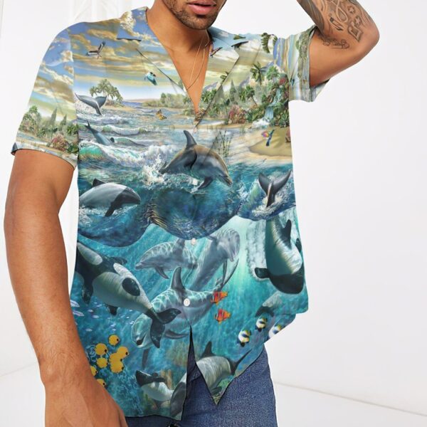 Gearhumans 3D Dolphin Paradise Custom Short Sleeve Shirt GS1106218 Hawai Shirt 