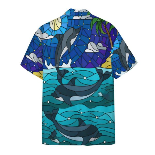 Gearhumans 3D Dolphin Stained Glass Style Custom Short Sleeve Shirt GS18062132 Hawai Shirt