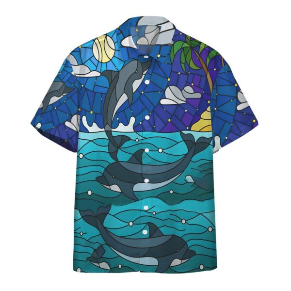 Gearhumans 3D Dolphin Stained Glass Style Custom Short Sleeve Shirt GS18062132 Hawai Shirt Hawai Shirt S 