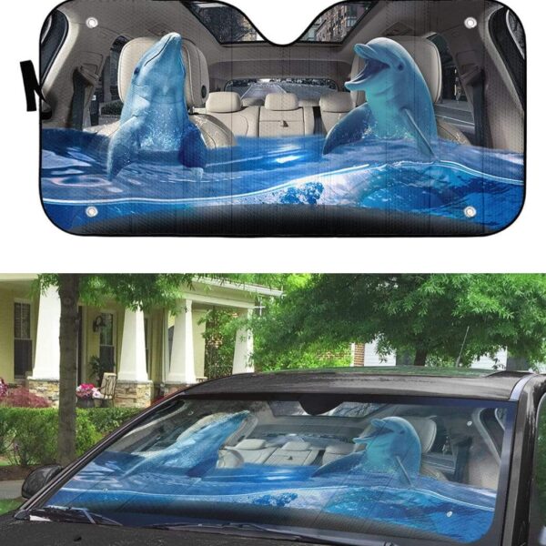 gearhumans 3D Dolphins Custom Car Auto Sunshade GS23067 Auto Sunshade 