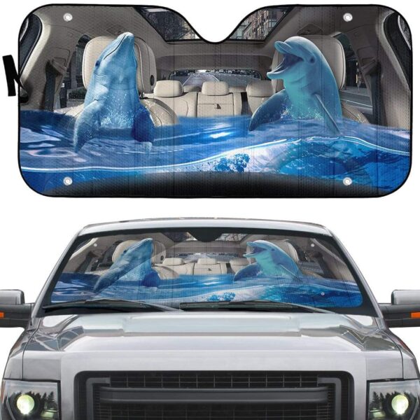 gearhumans 3D Dolphins Custom Car Auto Sunshade GS23067 Auto Sunshade