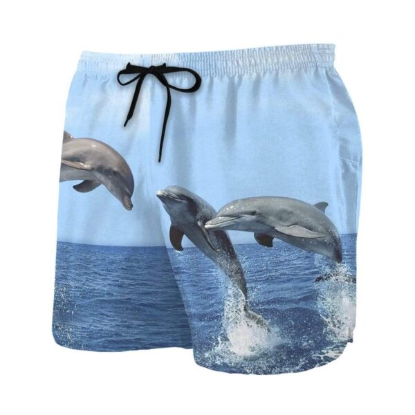 Gearhumans 3D Dolphins Leap From The Sea Custom Beach Shorts Swim Trunks GL26066 Men Shorts