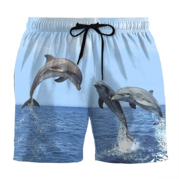 Gearhumans 3D Dolphins Leap From The Sea Custom Beach Shorts Swim Trunks GL26066 Men Shorts Men Shorts S 