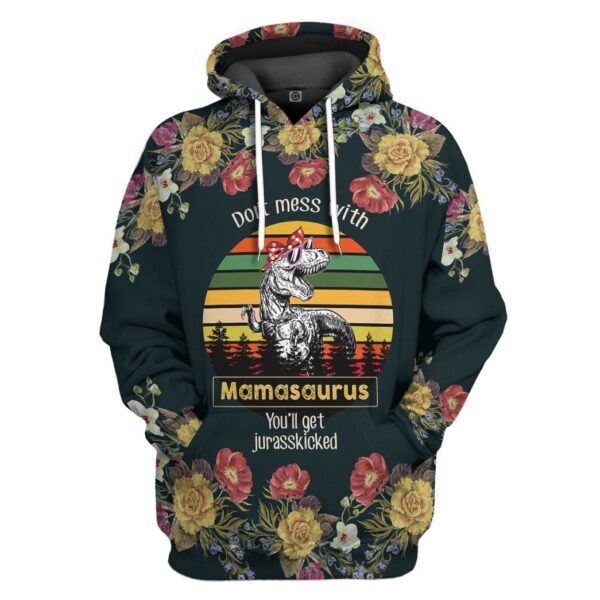 Gearhumans 3D Dont Mess With Mamasaurus Mothers Day Gift Custom Tshirt Hoodie Apparel GW08041 3D Apparel Hoodie S