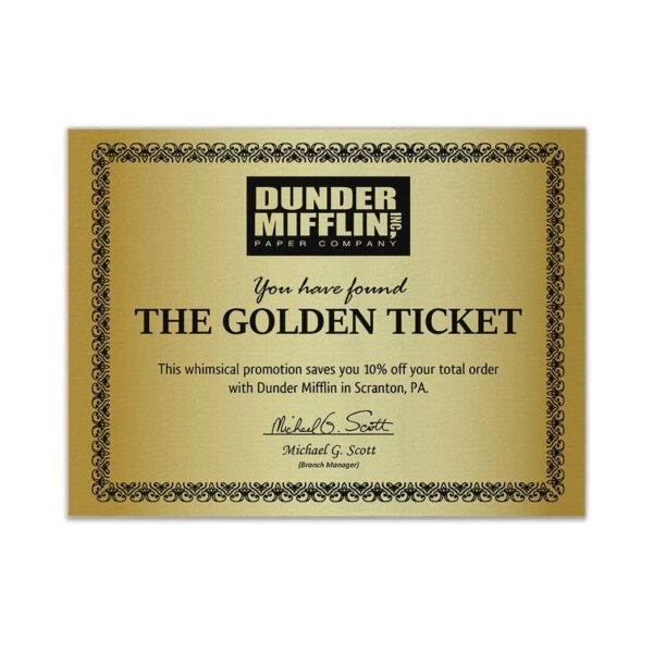 Gearhumans 3D Dunder Mifflin The Golden Ticket Custom Canvas GW3006213 Canvas 1 Piece Non Frame M