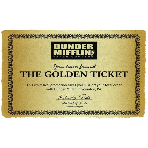 Gearhumans 3D Dunder Mifflin The Golden Ticket Custom Doormat GW3006212 Doormat Doormat S(15,8inchx23,6inch) 