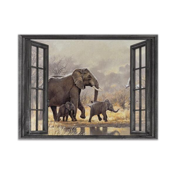Gearhumans 3D Elephant Mom Window Mothers Day Gift Custom Canvas GW07045 Canvas 1 Piece Non Frame M