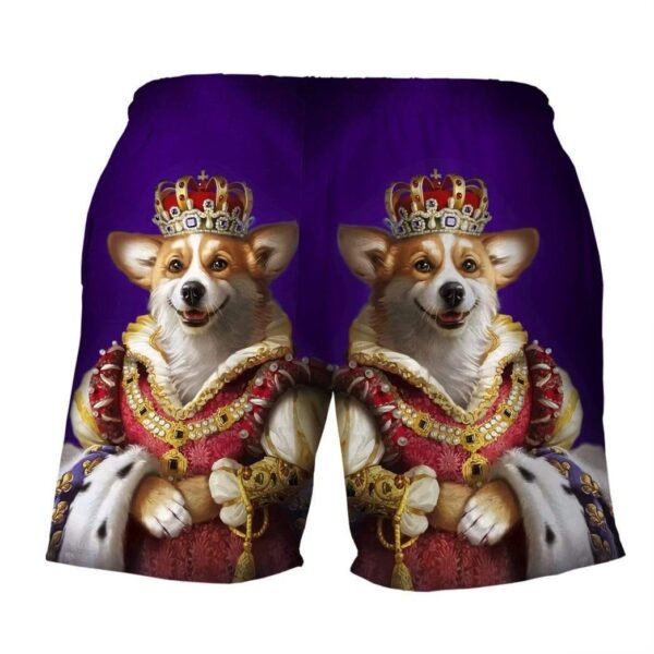Gearhumans 3D Elizabeth Corgi Custom Beach Shorts Swim Trunks GL30068 Men Shorts