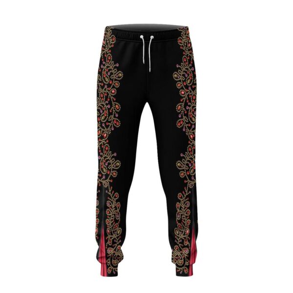 Gearhumans 3D ELV PRL Black Spanish Red Flower Custom Sweatpants GW01072119 Sweatpants Sweatpants S 