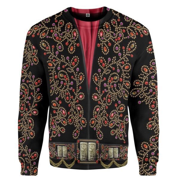 Gearhumans 3D ELV PRL Black Spanish Red Flower Custom Tshirt Hoodie Apparel GW01072118 3D Apparel Long Sleeve S
