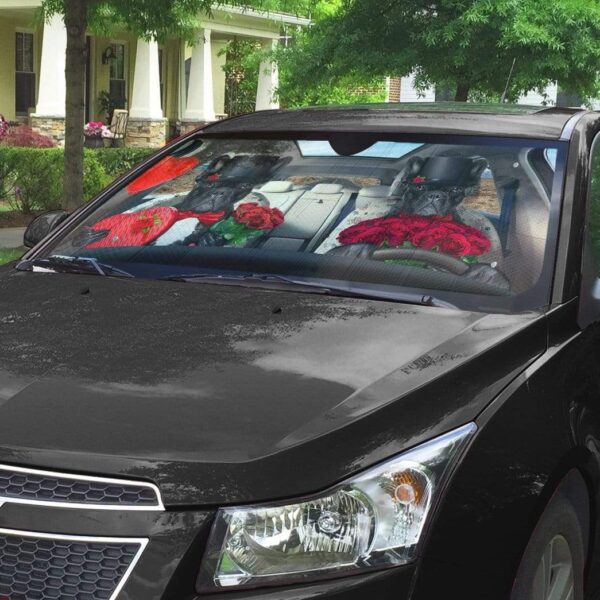 gearhumans 3D Fall In Love French Bulldog Auto Sunshade GL250610 Auto Sunshade 